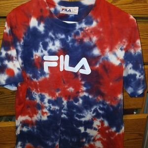 Fila Red, White, and Blue Tie-Dye Tee